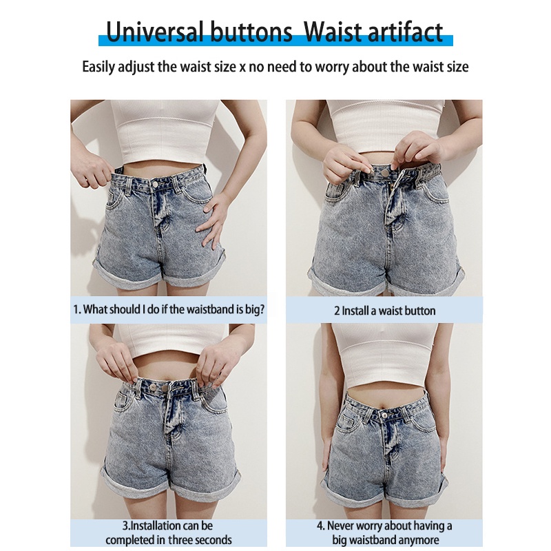 Nút cài quần jean bằng kim loại có thể tháo ra và điều chỉnh tiện lợi cho nữ