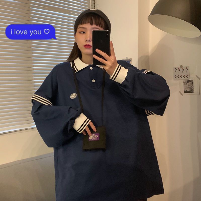 (ORDER) Áo sweater polo form rộng oversize viền sọc kiểu chất nỉ da cá nam nữ unisex phong cách old school (ảnh thật ) | BigBuy360 - bigbuy360.vn