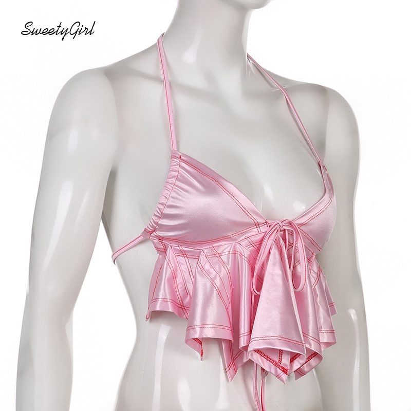 Áo Hai Dây Cổ Chữ V Hở Lưng Màu Trơn Thời Trang Quyến Rũ Dành Cho Nữ 2022