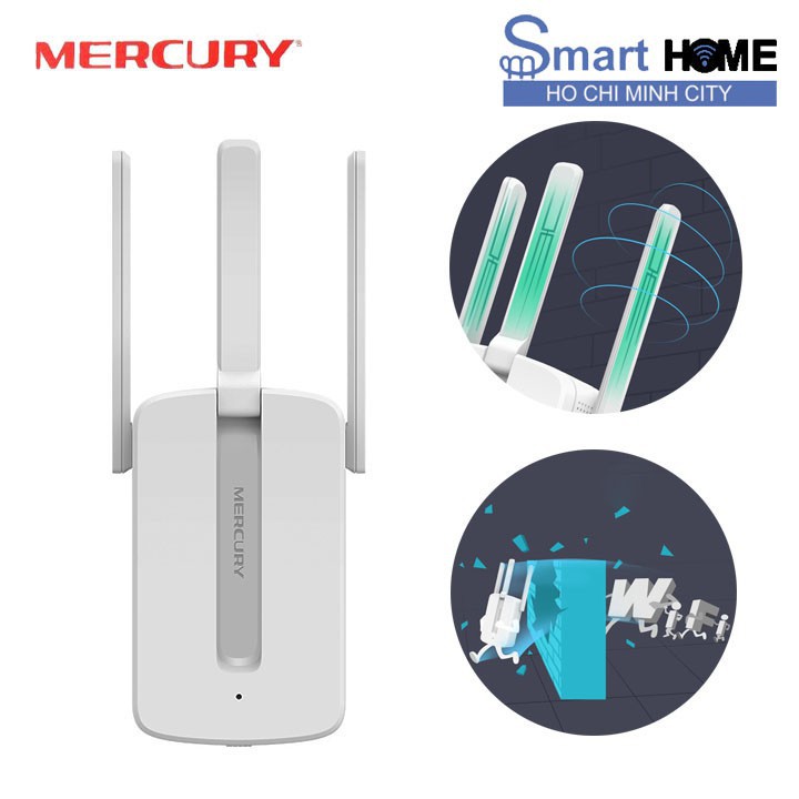 Bộ kích sóng Wifi Mercury Repeater MW310RE 3 Anten - Version 2017 (Trắng) | BigBuy360 - bigbuy360.vn
