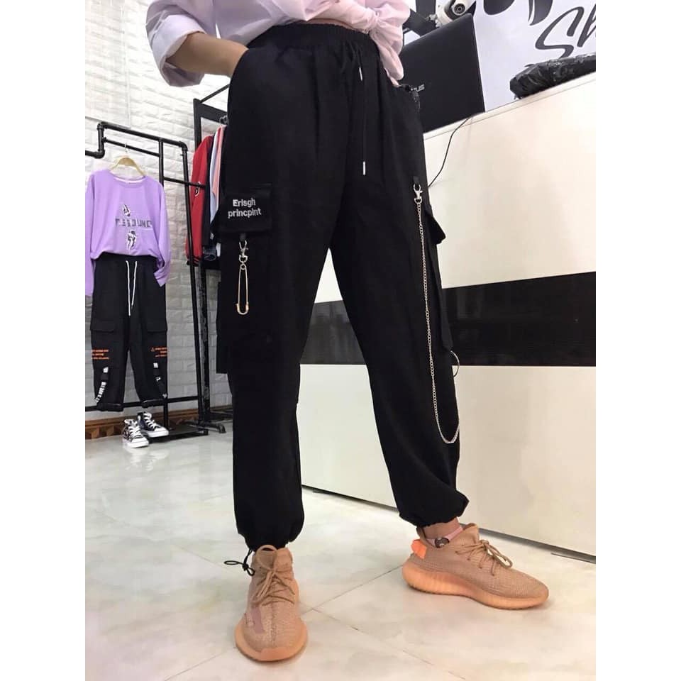 Quần jogger nam nữ ERL túi hộp kèm dây xích cá tính năng động phong cách street style thời thượng | BigBuy360 - bigbuy360.vn