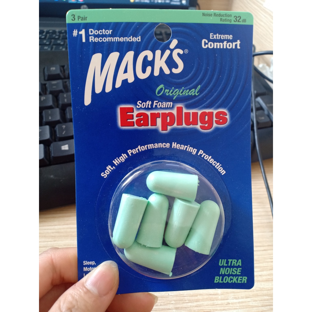 Hộp 3 đôi - 10 đôi nút bịt tai Mack's kèm hộp đựng Original Soft Foam Earplugs [Halongstars]