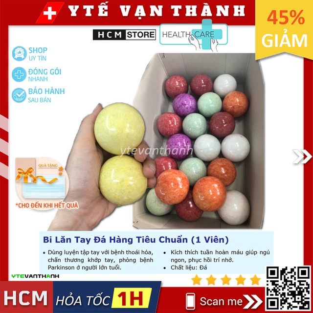 ✅ Bi Lăn Tay Đá Hàng Tiêu Chuẩn (1 Viên) | Bi Đá Dùng Tập Cơ Tay Vật Lý Trị Liệu -VT0441 | Y Tế Vạn Thành