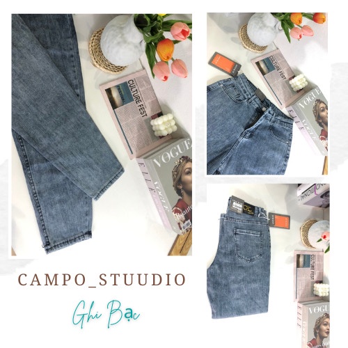 Quần bò dáng boy Campo ghi đá quần jeans co giãn 4 chiều siêu đẹp