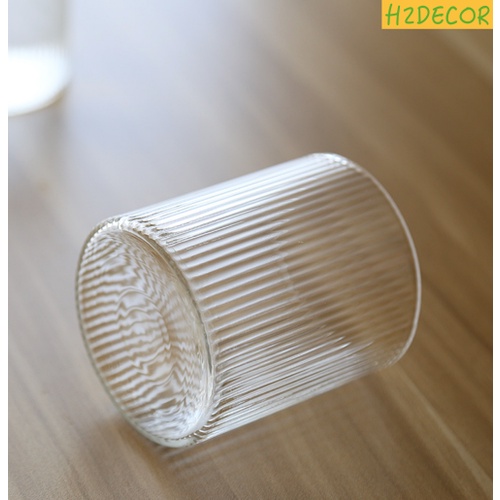 Cốc Thuỷ Tinh Trong Suốt Hoạ Tiết Kẻ Sọc-H2DECOR