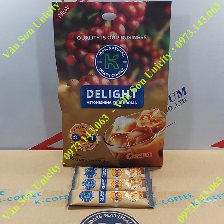 Cà phê sữa K Delight Phúc Sinh 612g (36 gói * 17g) Instant Coffee 3 in 1