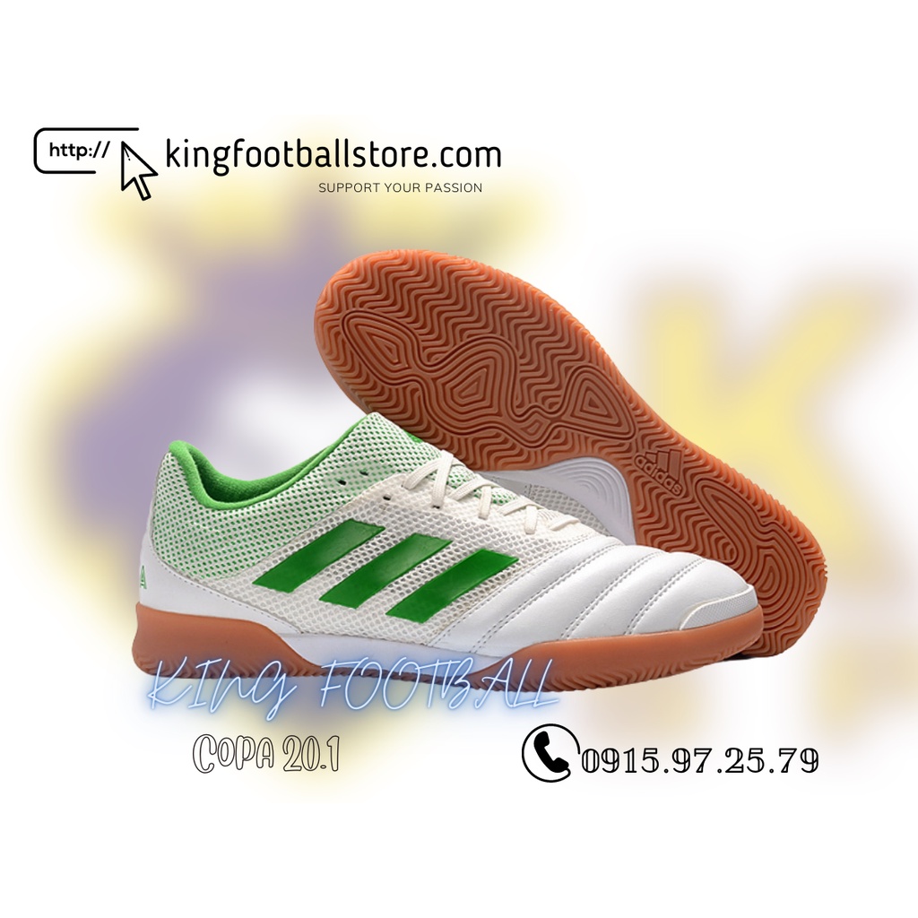 Giày bóng đá đế bằng Copa IC màu Trắng Xanh