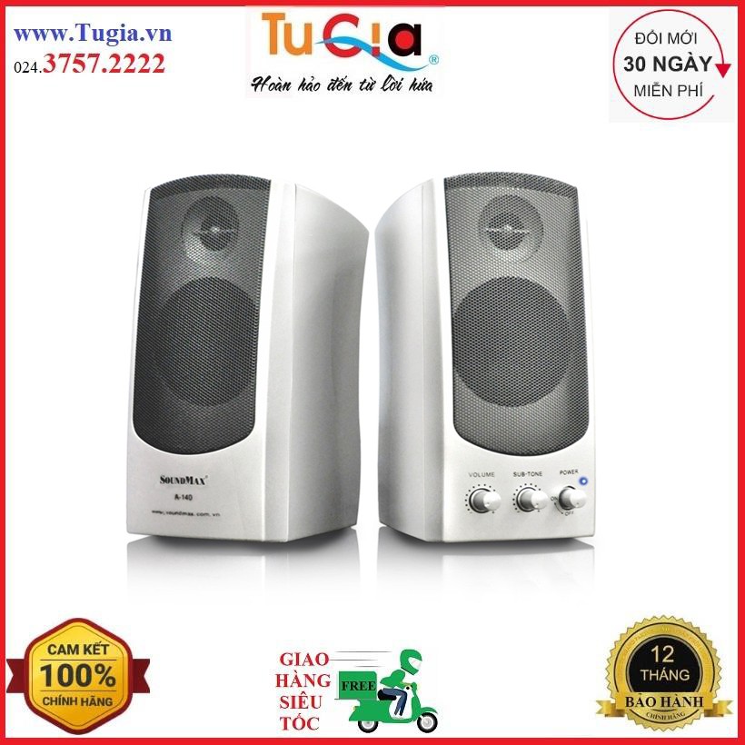 Loa vi tính SoundMax A140 (2.0) 10W màu bạc -Hàng Chính Hãng