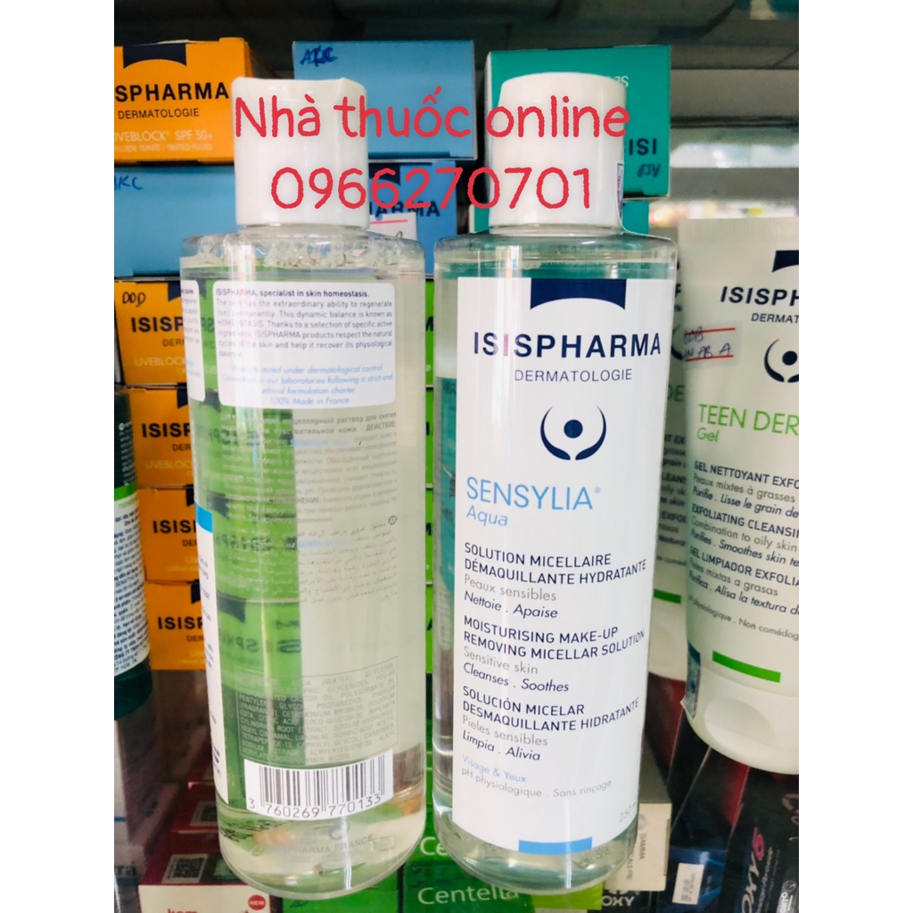 Nước tẩy trang, dưỡng ẩm cho da nhạy cảm và da thường Isis Pharma Sensylia Aqua 250ml