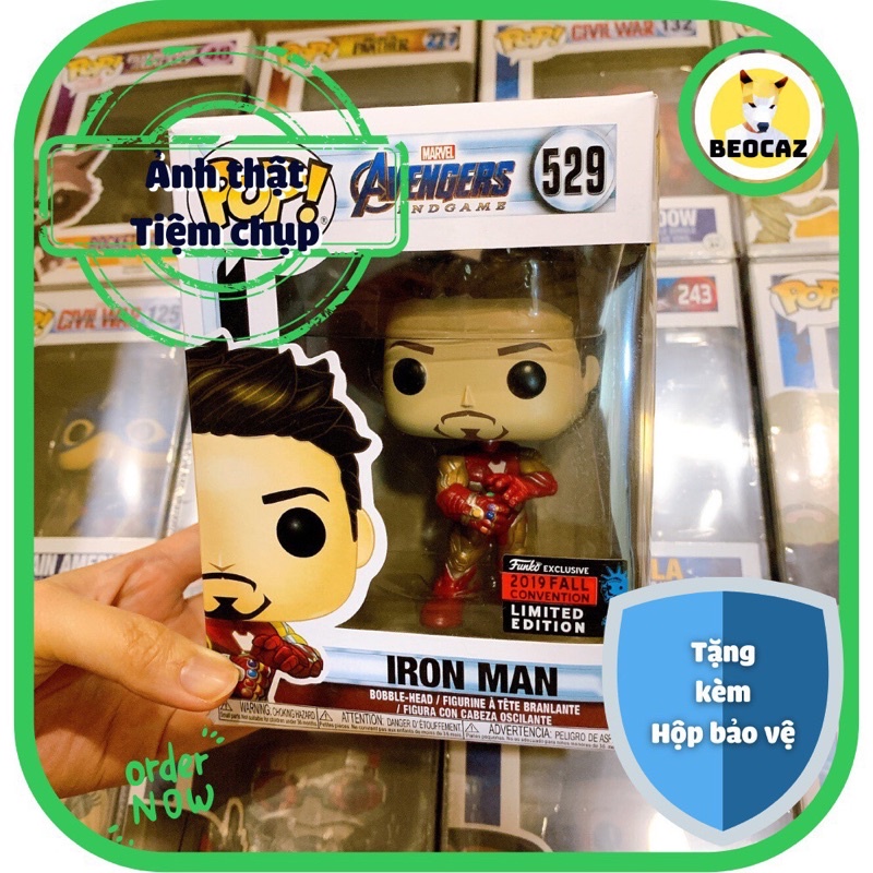 [Full Box Tặng Hộp Bảo Vệ] Mô hình Funko nội địa Trung Iron Man Tony Stark Avengers Biệt đội siêu anh hùng Người sắt