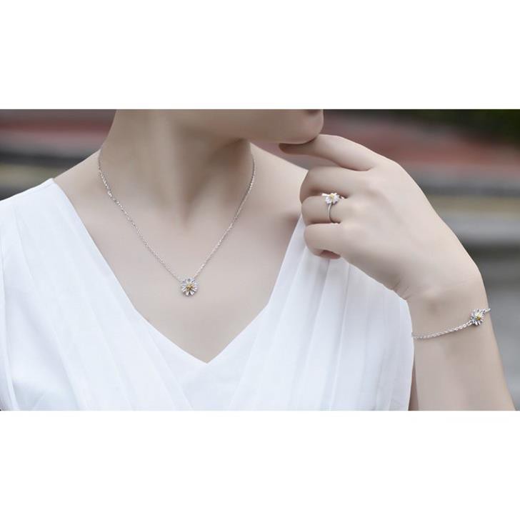 Bộ Trang Sức Mạ Bạc Hình Hoa Cúc Xinh Xắn ( BÔNG TAI + VÒNG TAY + VÒNG CỔ ) PK9