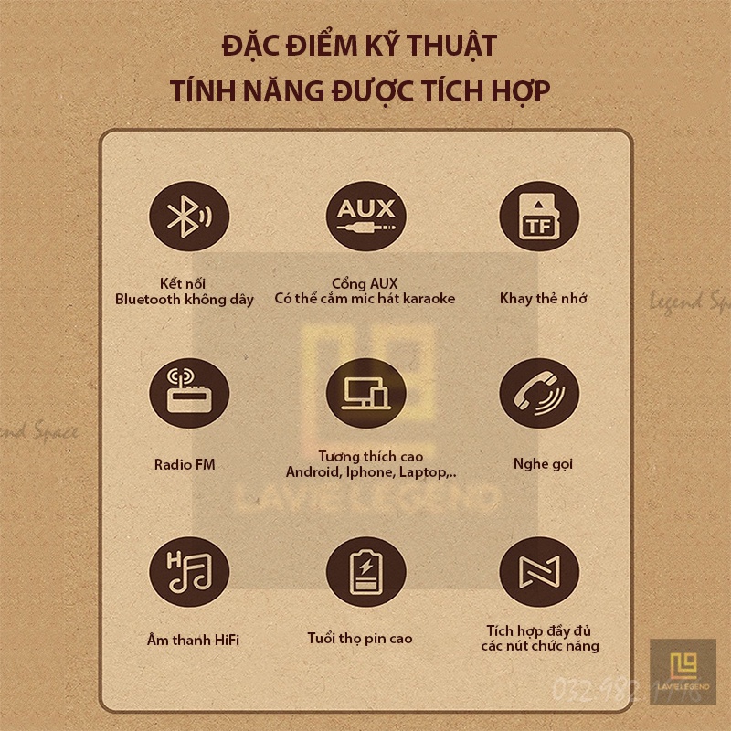 Loa Bluetooth Không Dây Để Bàn Phong Cách Vintage Cho Điện Thoại, Máy Tính, TV, Loa Bluetooth Hỗ Trợ Cắm USB Thẻ Nhớ Mic