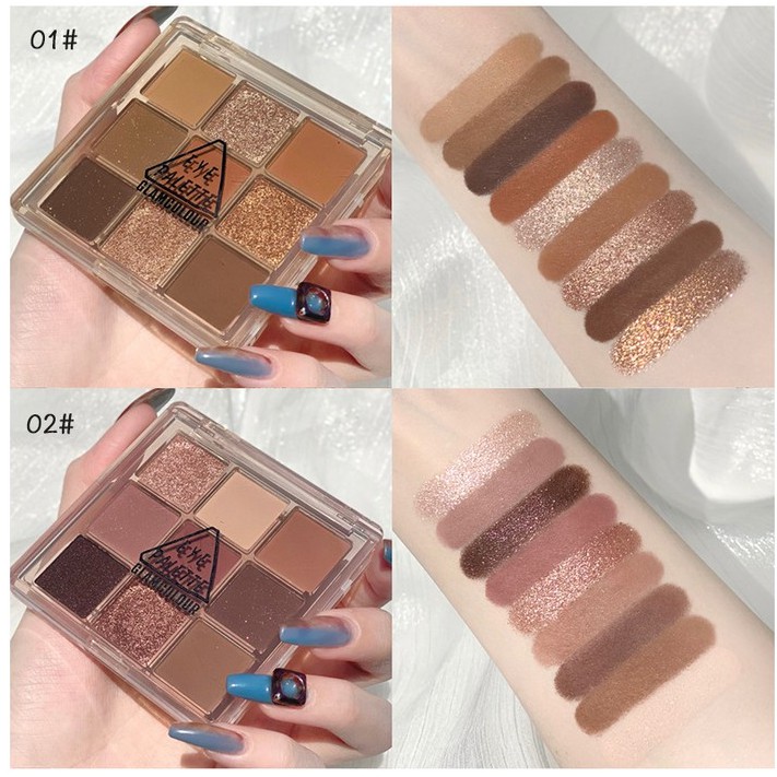 Bảng phấn mắt 9 ô hồng đất nâu tây Glam Colour cao cấp Sena Beauty | BigBuy360 - bigbuy360.vn
