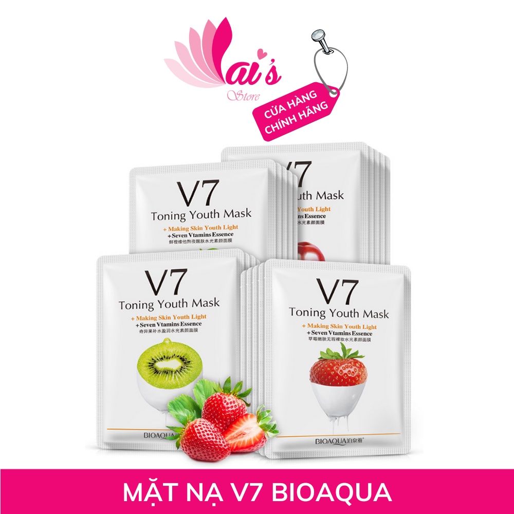 Mặt Nạ V7 Bioaqua Dâu, Táo, Cam, Kiwi, Dưỡng Ẩm Sâu, Sáng Da, Thu Nhỏ Lỗ Chân Lông, Kiểm Soát Dầu Mask Chính Hãng