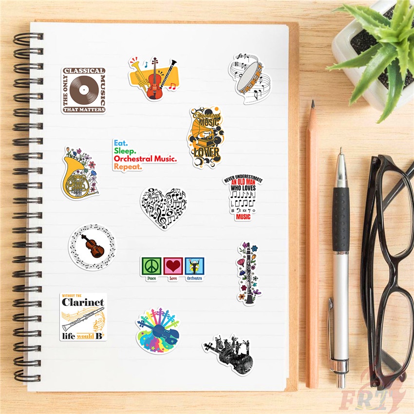 ❉ Sticker Dán Trang Trí Hình Nốt Nhạc Cổ Điển 01 ❉ Bộ 52 Sticker Chống Thấm Nước Họa Tiết Doodle Hợp Thời Trang
