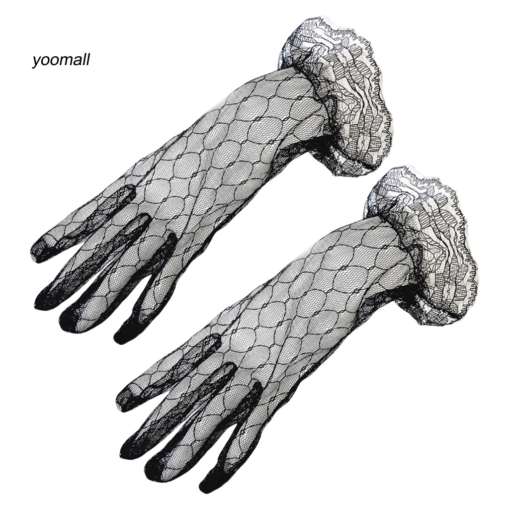 1 Đôi Găng Tay Cô Dâu Dạng Lưới Phối Ren