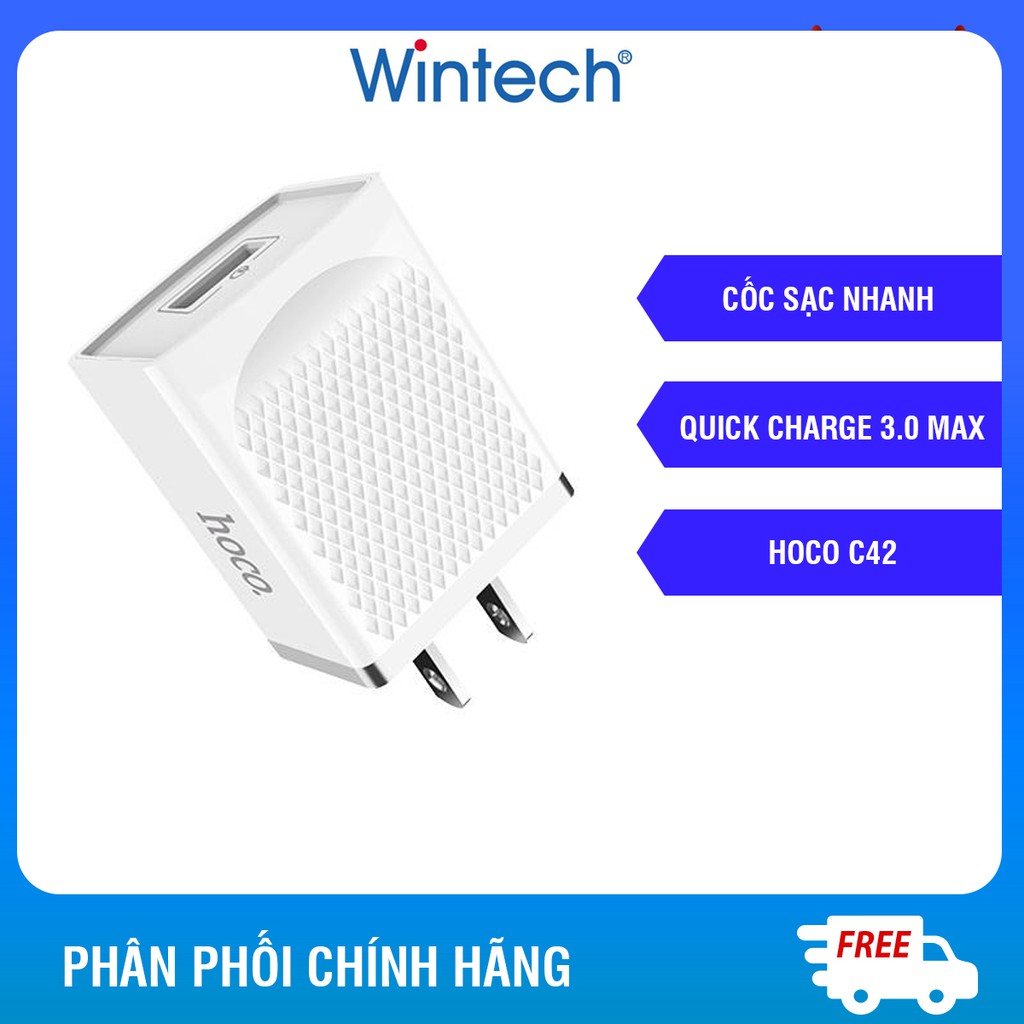 Cốc sạc nhanh HOCO C42 Qualcomm Quick Charge 3.0 18W Wintech