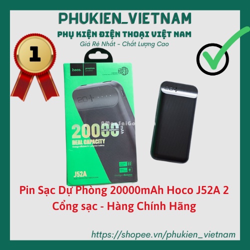 Pin Sạc Dự Phòng 20000mAh Hoco J52A 2 Cổng sạc - Hàng Chính Hãng