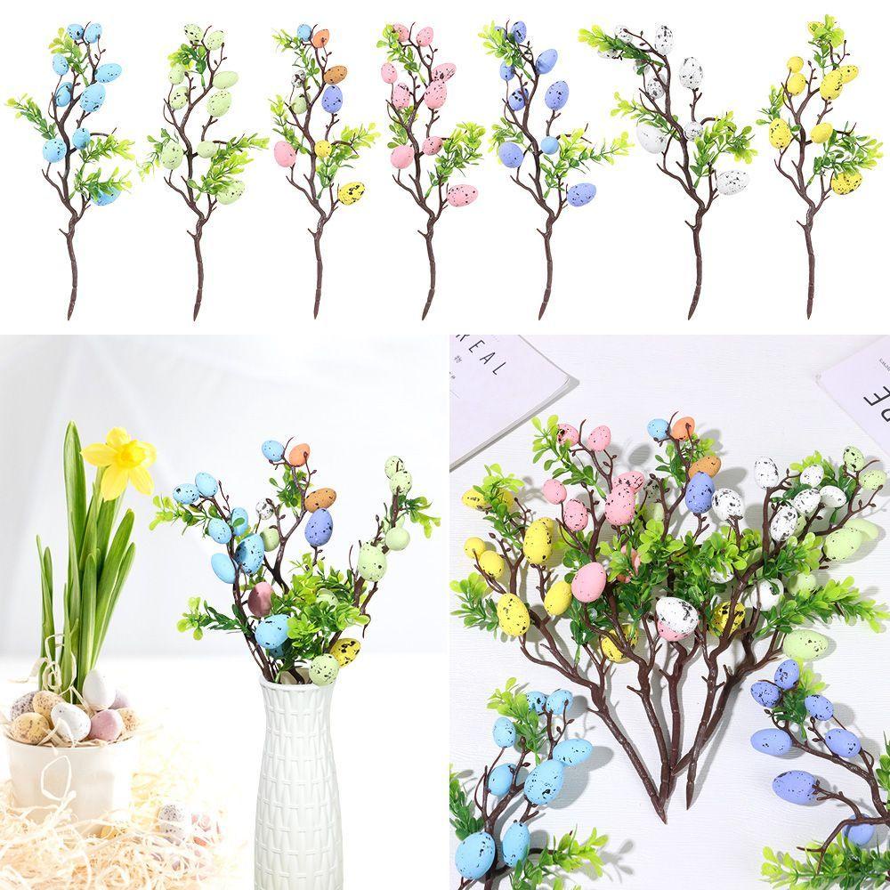Nhánh Cây Trứng Phục Sinh Bằng Xốp DIY Nhiều Màu Sắc Trang Trí Nhà Cửa