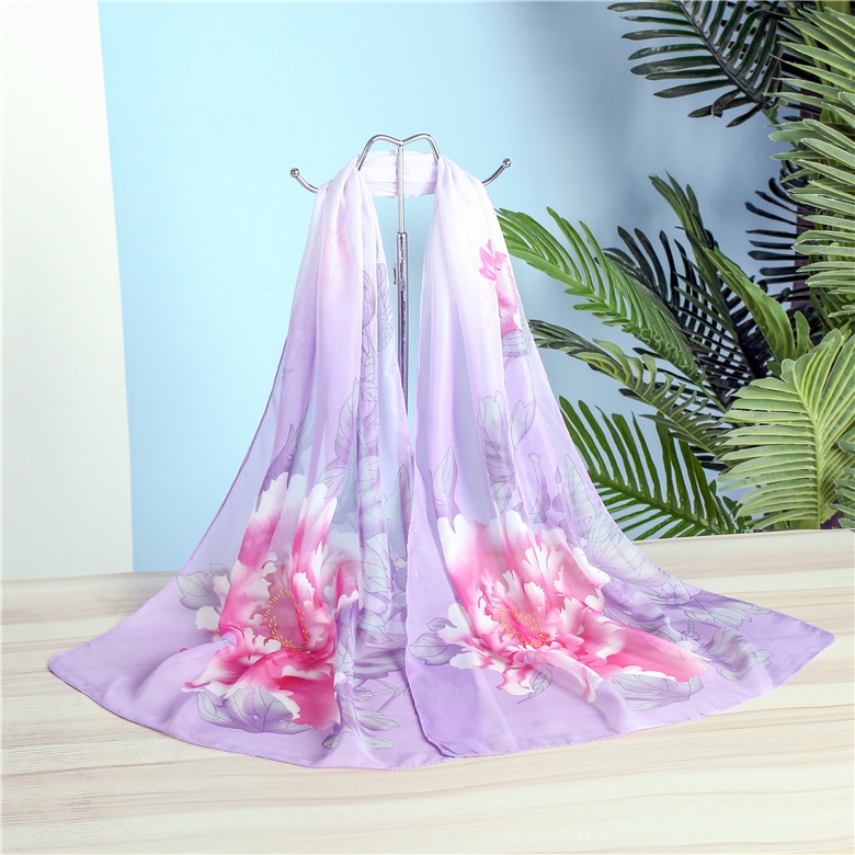 Khăn Choàng Lụa Chiffon Mỏng In Họa Tiết Thời Trang Hàn Quốc