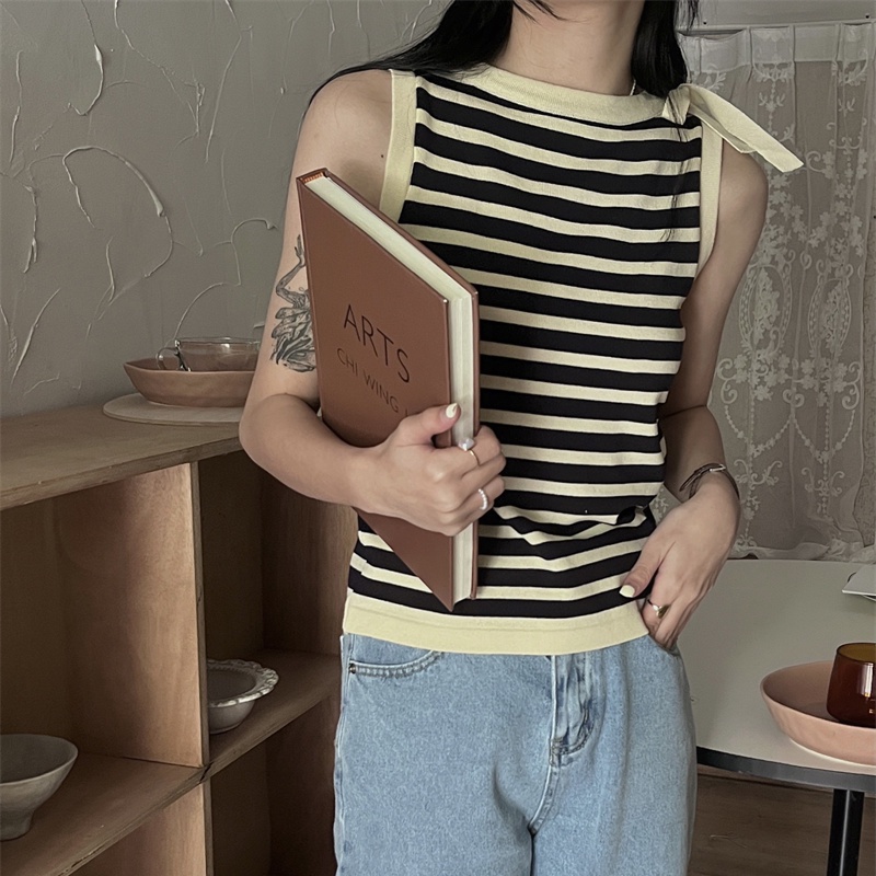 Áo Sát Nách Kẻ Sọc Thiết Kế Mới Thời Trang Mùa Hè Theo Phong Cách Vintage Dành Cho Nữ