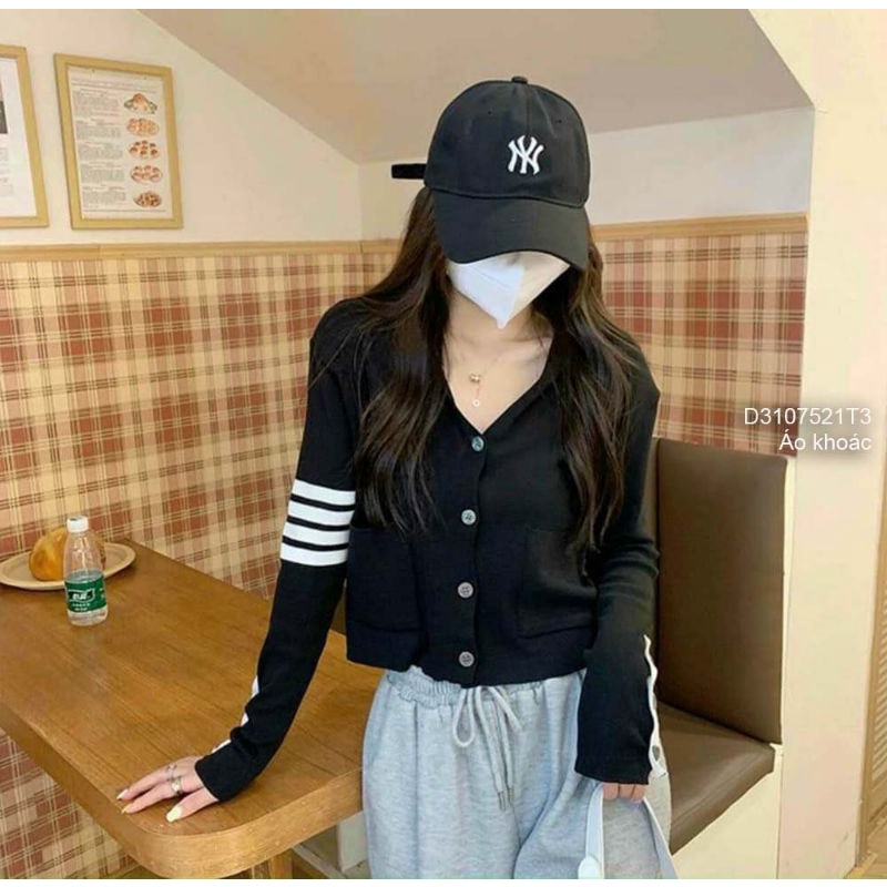 Áo khoác len gài nút phối nút tay có nón hàng Quảng Châu 3107 T3