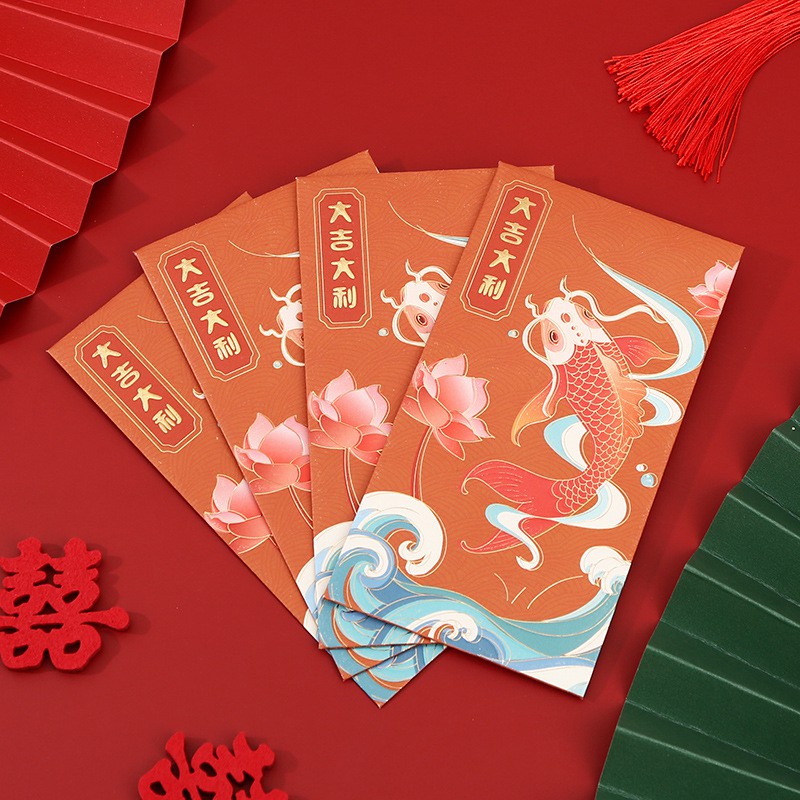 Set 10 bao lì xì đỏ OSSAYI phong cách Trung Hoa dễ thương dùng cho năm mới