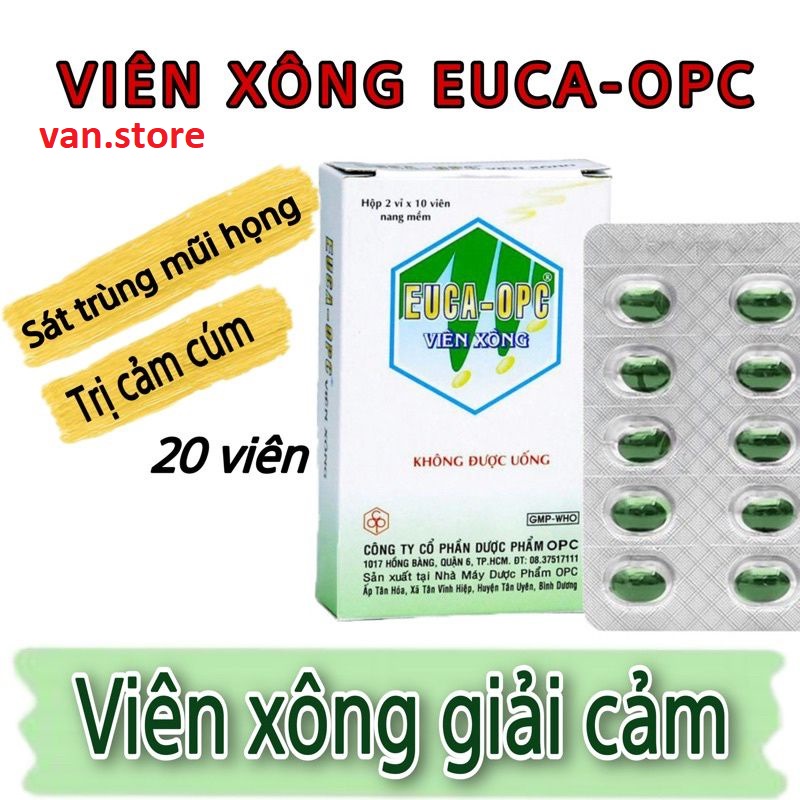 [Hộp 20 viên] Viên Xông EUCA OPC - Xông Khi Cảm Cúm, Xông Sát Khuẩn Mũi Họng