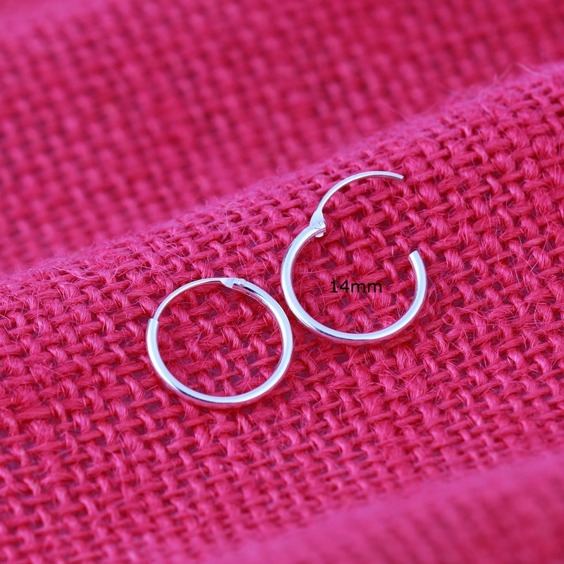 Khuyên Tai Xi Bạc Sterling Dạng Vòng Thiết Kế Đơn Giản Tinh Tế