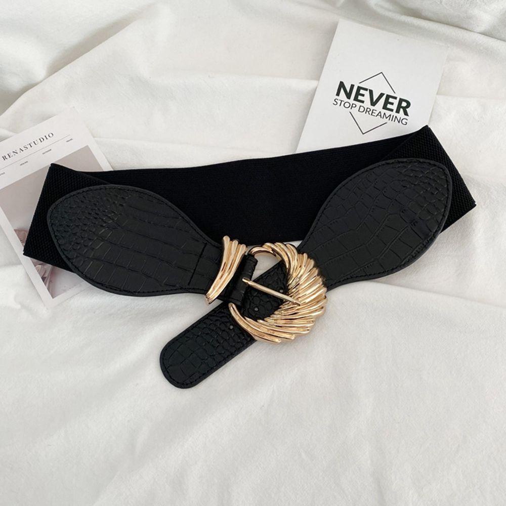 Thắt Lưng Bản Rộng Co Giãn Phối Khóa Kim Loại Tròn Điều Chỉnh Được Phong Cách Hàn Quốc BERNARDO