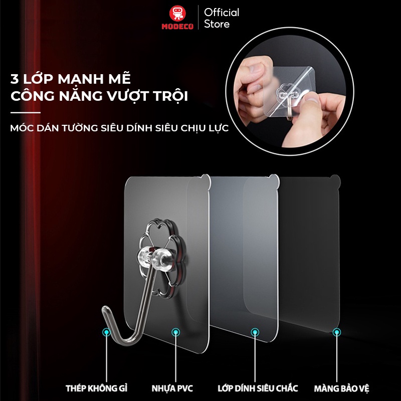 Móc Dán Tường Siêu Dính Chịu Lực Siêu Bền Modeco - Loại keo dày siêu chắc chất lượng cao | BigBuy360 - bigbuy360.vn