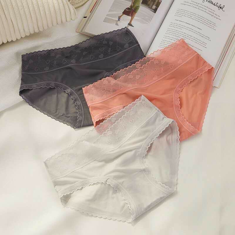 (Chọn màu) Quần lót su pha ren hình trái tim ngọt ngào MS1013