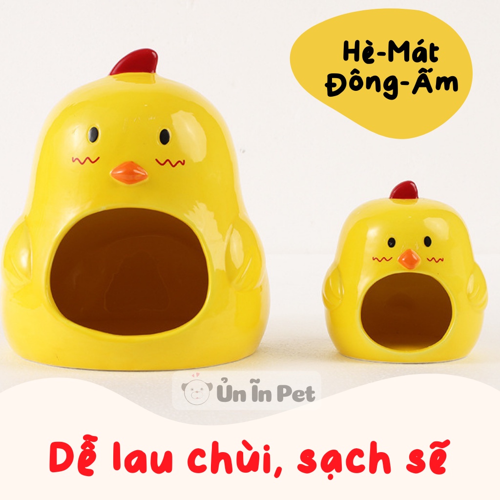 Nhà ngủ sứ hamster GÀ DÍ DỎM [nhỏ] siêu mát, dễ thương