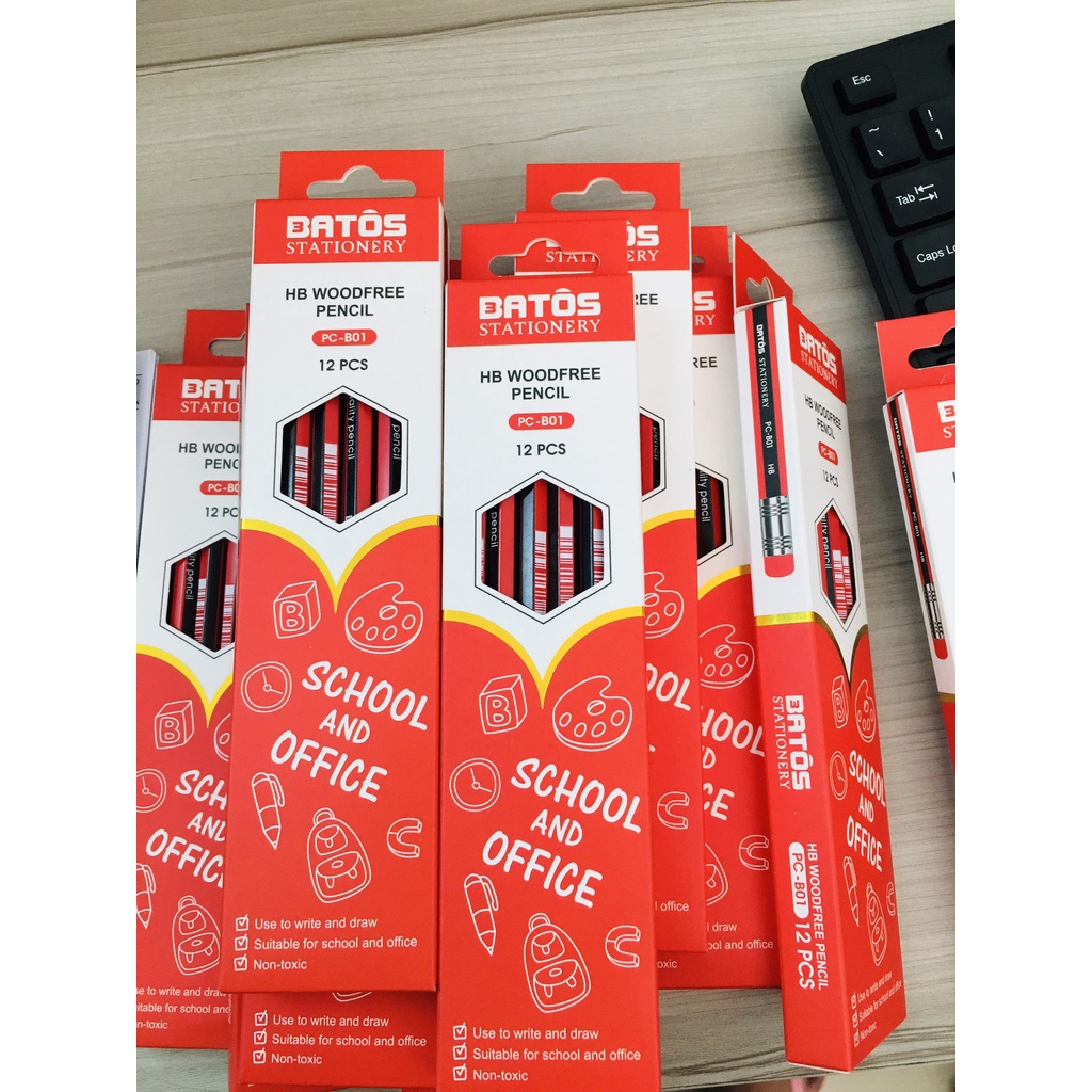 Bút chì gỗ có gôm 2B Batos Pencil PC-B01