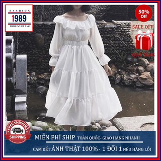 Đầm váy công chúa trễ vai bèo 3 tầng, váy thiết kế, đầm dự tiệc thời trang 1989