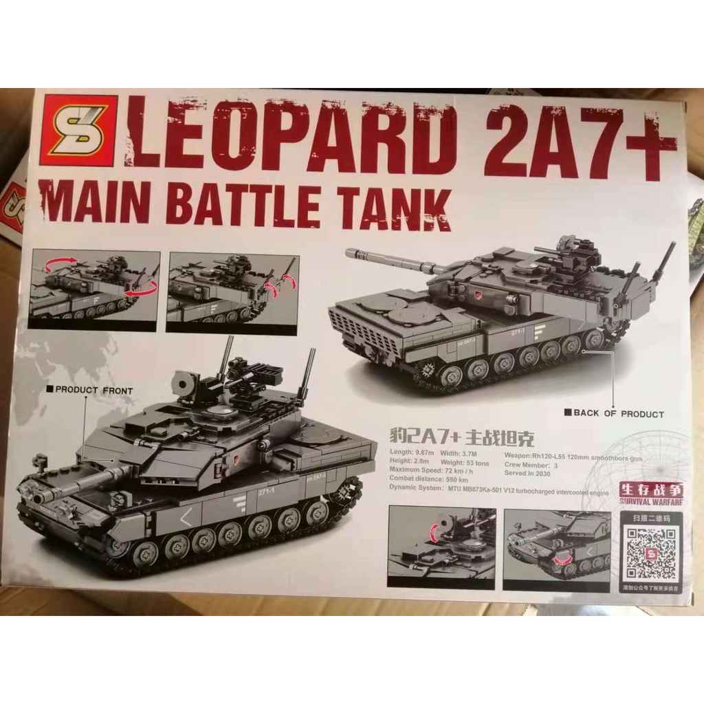 Đồ chơi Lắp ráp Mô hình Creator Expert xe tăng SY0104 Modern military germany tank Leopard zwei A sieben 2A7