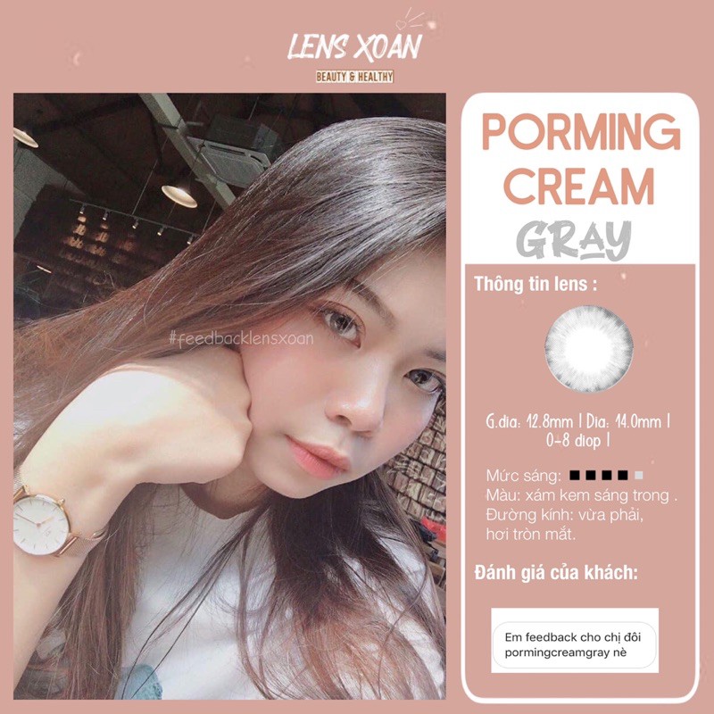 Áp tròng PORMING CREAM GRAY- OLENS (LENS XOẮN)