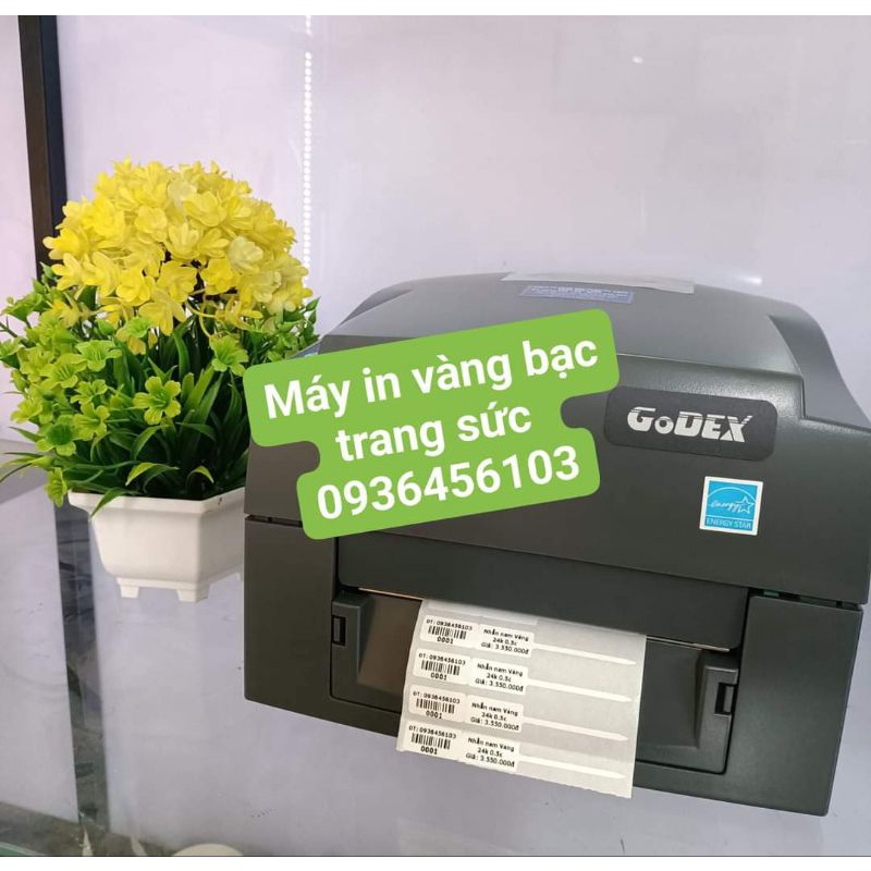Giấy in tem vàng bạc trang sức PVC dai, khó rách, không thấm nước. Dùng cho máy in tem mã vạch Godex G500, G530...