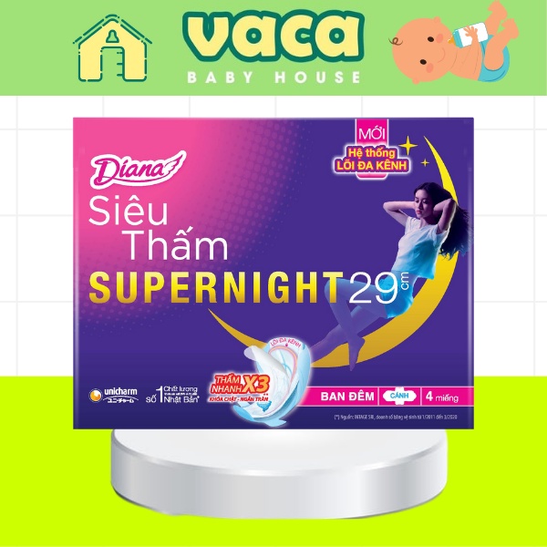 Băng vệ sinh DIANA ban đêm mặt lưới 29cm gói 4 miếng