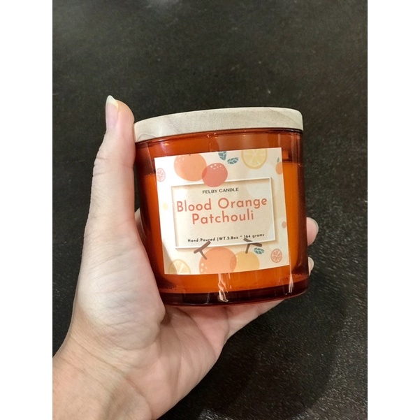 Nến thơm tự nhiên Blood Orange Patchouli, hương cam, hoắc hương, nguyên liệu nhập khẩu, 164 grams, bấc sợi