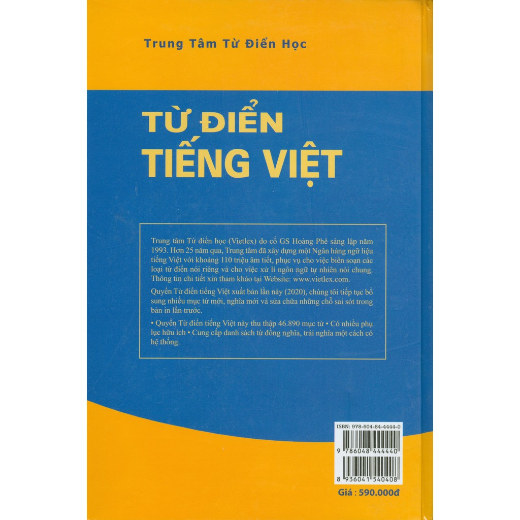 Sách - Từ Điển Tiếng Việt - Có Chú Ngữ Hán Cho Từ Ngữ Hán Việt