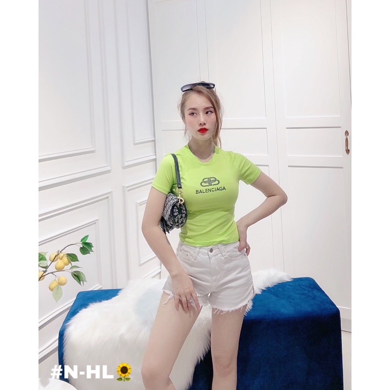 [New2021] Áo croptop ôm tăm balenciaga 5 màu chất siêu co giãn giá rẻ