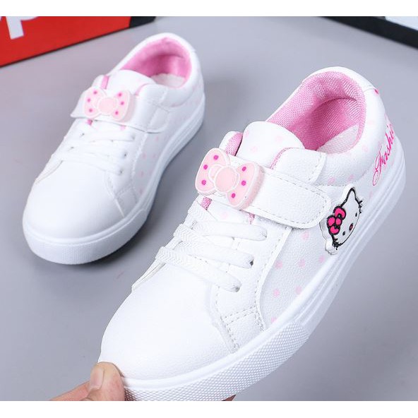 Giày bé gái Hello Kitty xinh xắn kiểu quai dán dễ đi BG10- TRẮNG