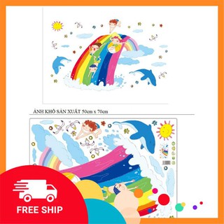⚡️𝗙𝗥𝗘𝗘𝗦𝗛𝗜𝗣⚡️ Decal dán tường Bé đi công viên nước