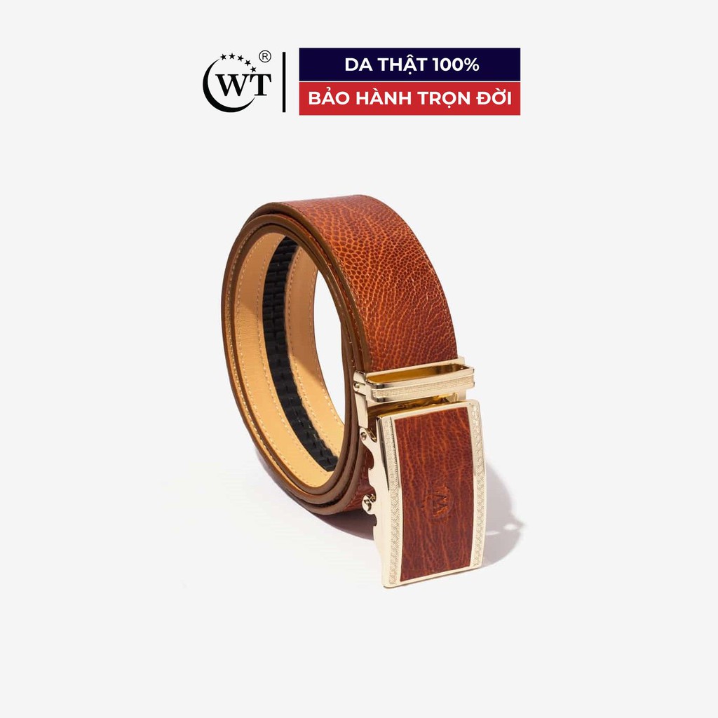 Thắt Lưng Nam Da Đà Điểu Cao Cấp Màu Nâu Cam WT Leather 1435.6
