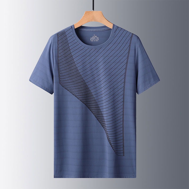 Áo Thun Thể Thao Tay Ngắn Dáng Rộng Vải Lụa Mát Thời Trang Mùa Hè Cho Nam