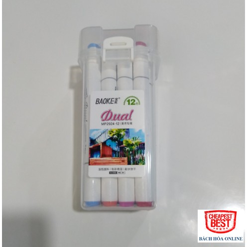 [FREESHIP EXTAR] Bút Marker, Lông Màu, Highlighter, Calligraphy 12 Màu, Nhỏ Gọn, Xinh Xắn, 2 Đầu BaoKe Ms MP2924