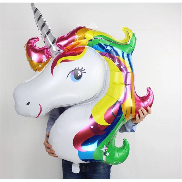 Bóng Nhôm Hình Ngựa Pony, Bóng Kiếng Unicorn Kỳ Lân, Bóng Nilon Ngựa Cầu Vồng Trang Trí Tiệc Sinh Nhật