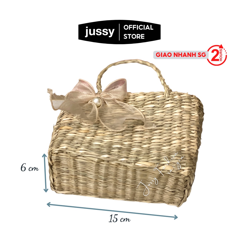 Túi Cói Đi Biển Jussy Fashion Kiểu Túi Đan Cói Mini Vintage Handmade Phụ Kiện Chụp Ảnh, Đi Du Lịch, Dã Ngoại