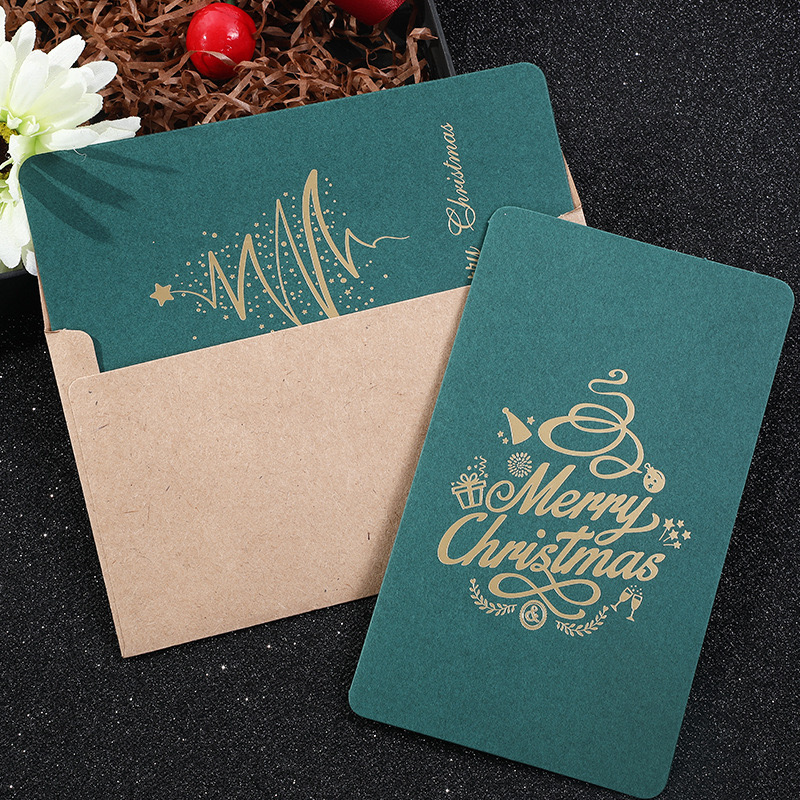 [New Arrival]Creative Bronzing Christmas Thanksgiving Card Superior Quality  Birthday Wishes​​DIY Small Cards with Envelope